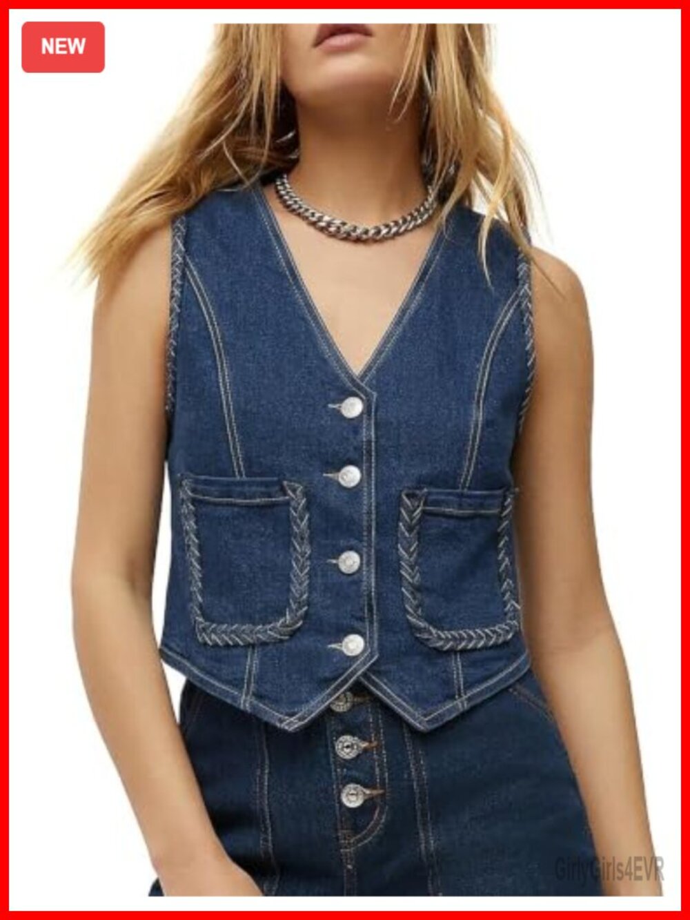 Sleeveless Crop Denim Vest Fitted Western Corset Jean Shirt Button Down